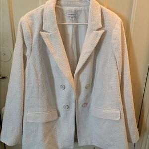 Liz Claiborne Cream Double-Breasted Blazer